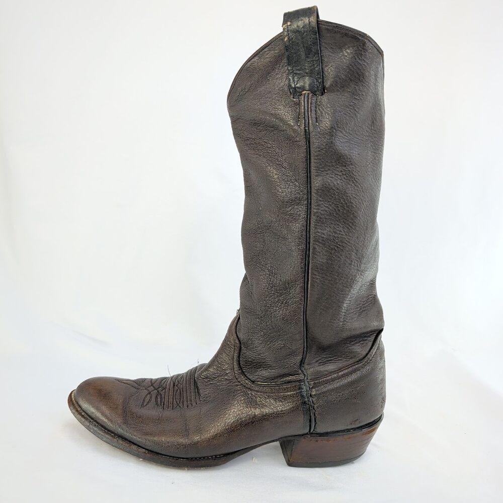 Larry Mahans Vintage Western Cowboy Boots Mens Size 10D Brown Leather USA Made